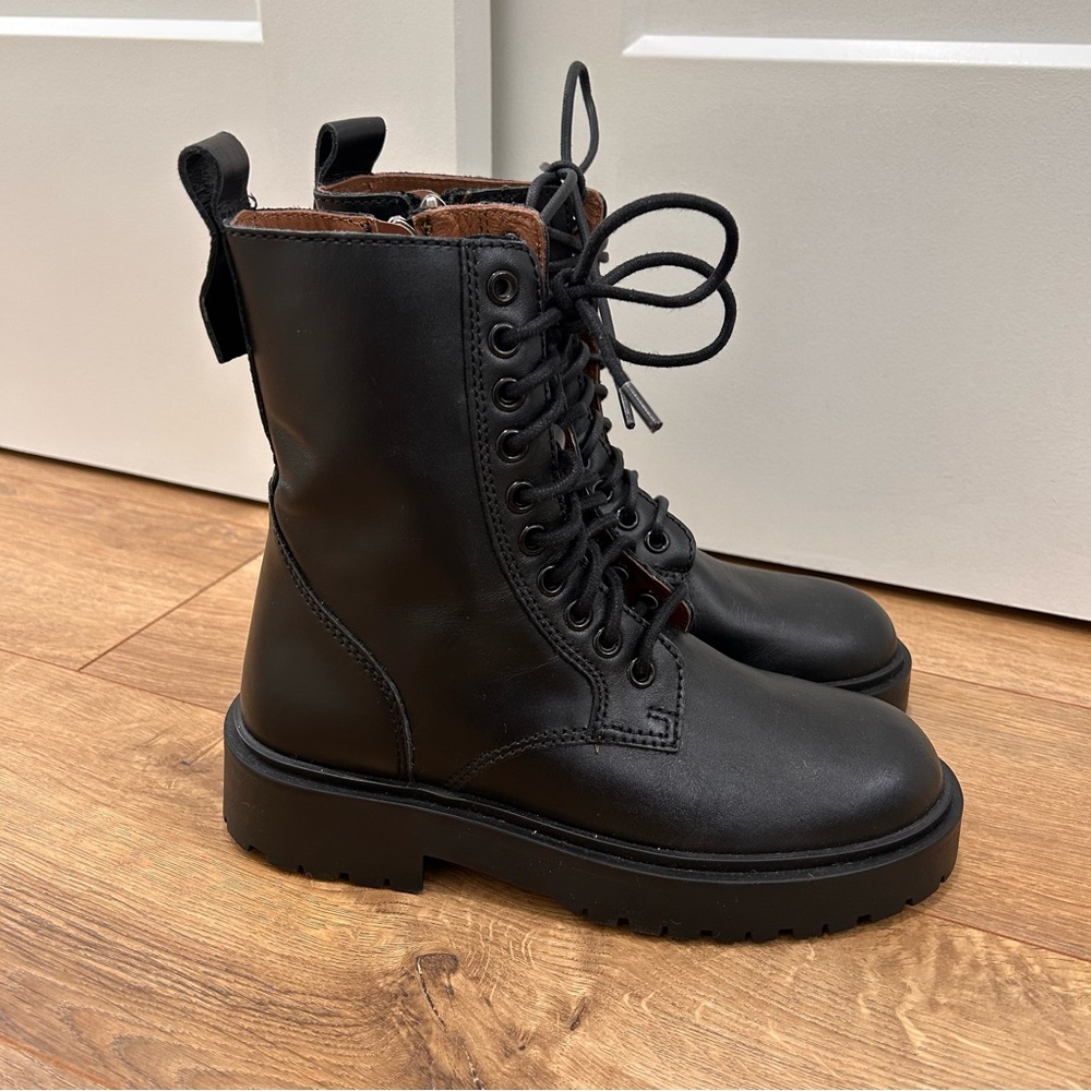 Zara Basic Black Combat Boot - Size 35 / 5 - image 4